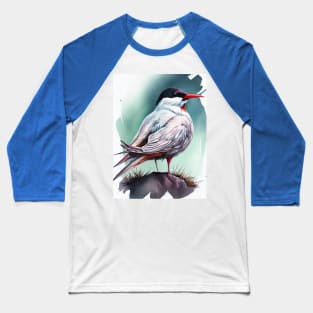 Arctic Tern - Watercolor Paint Baseball T-Shirt